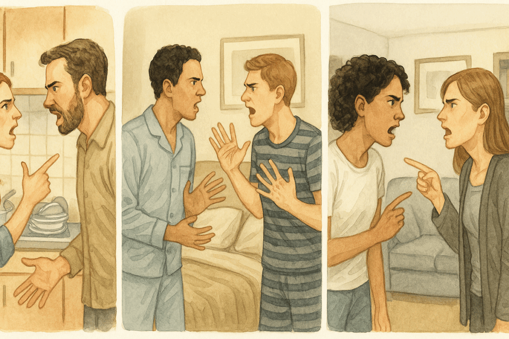 Imaging showing different couples arguing