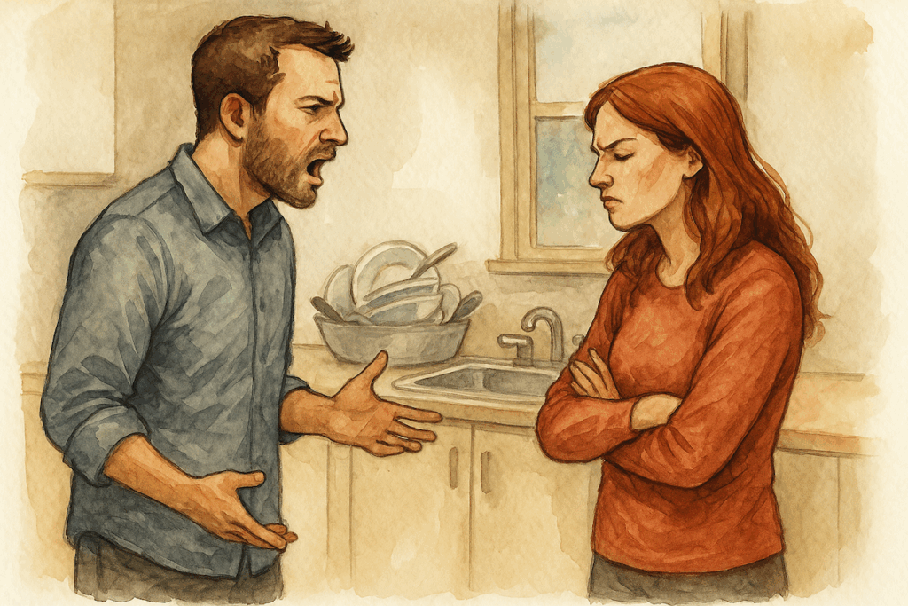 A image showing a woman who has shut down during conflict