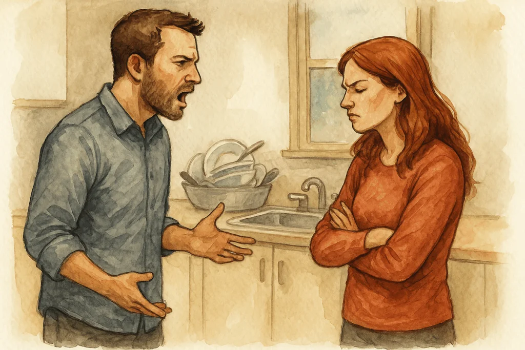 A image showing a woman who has shut down during conflict